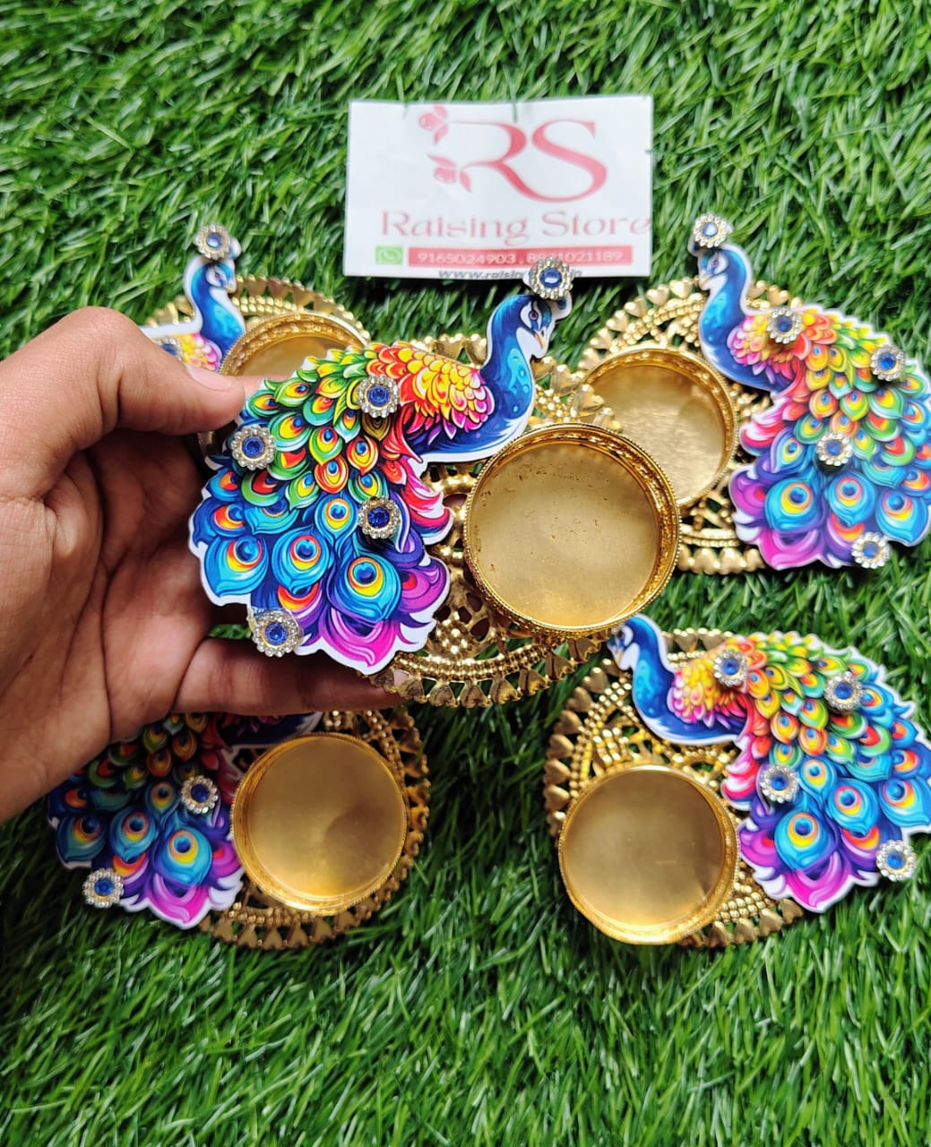 Peacock Tealight Pack of 5