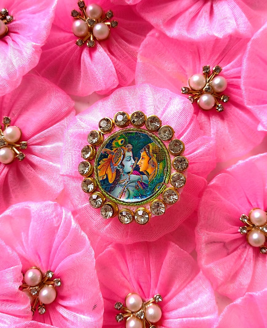 Kundan Radha Krishna Brooch Pack of 20