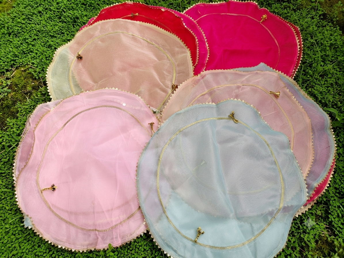Organza thalposh cum potli two in one