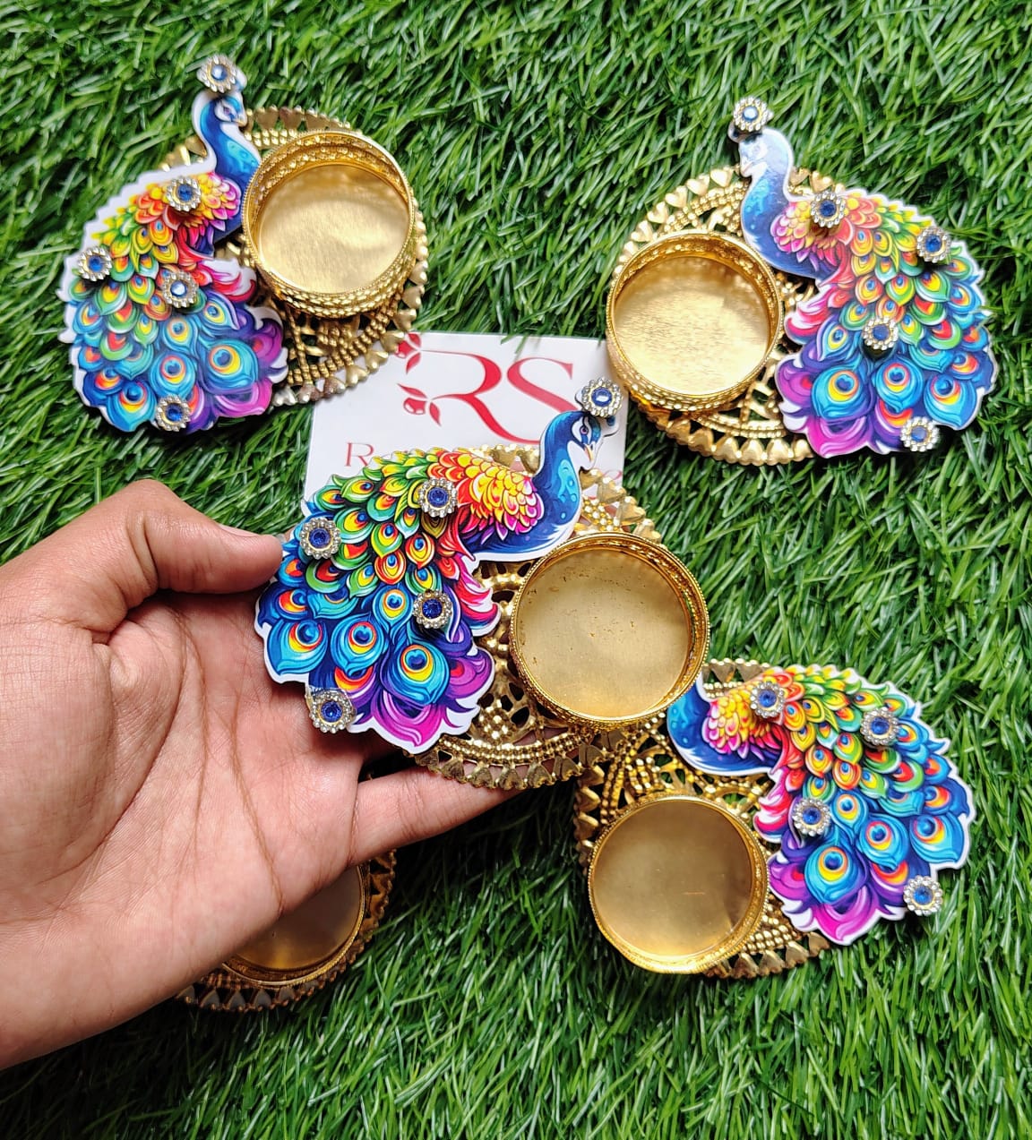 Peacock tealight pack of 10