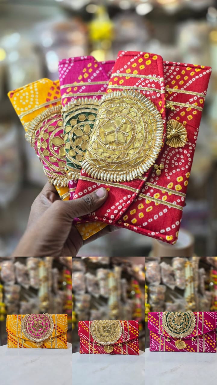 Bandhani gota clutch pack of 5