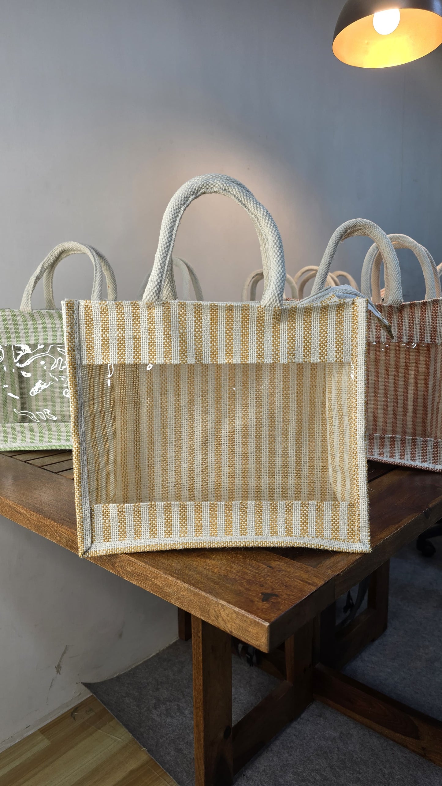 Colourful jute hamper bag pack of 10