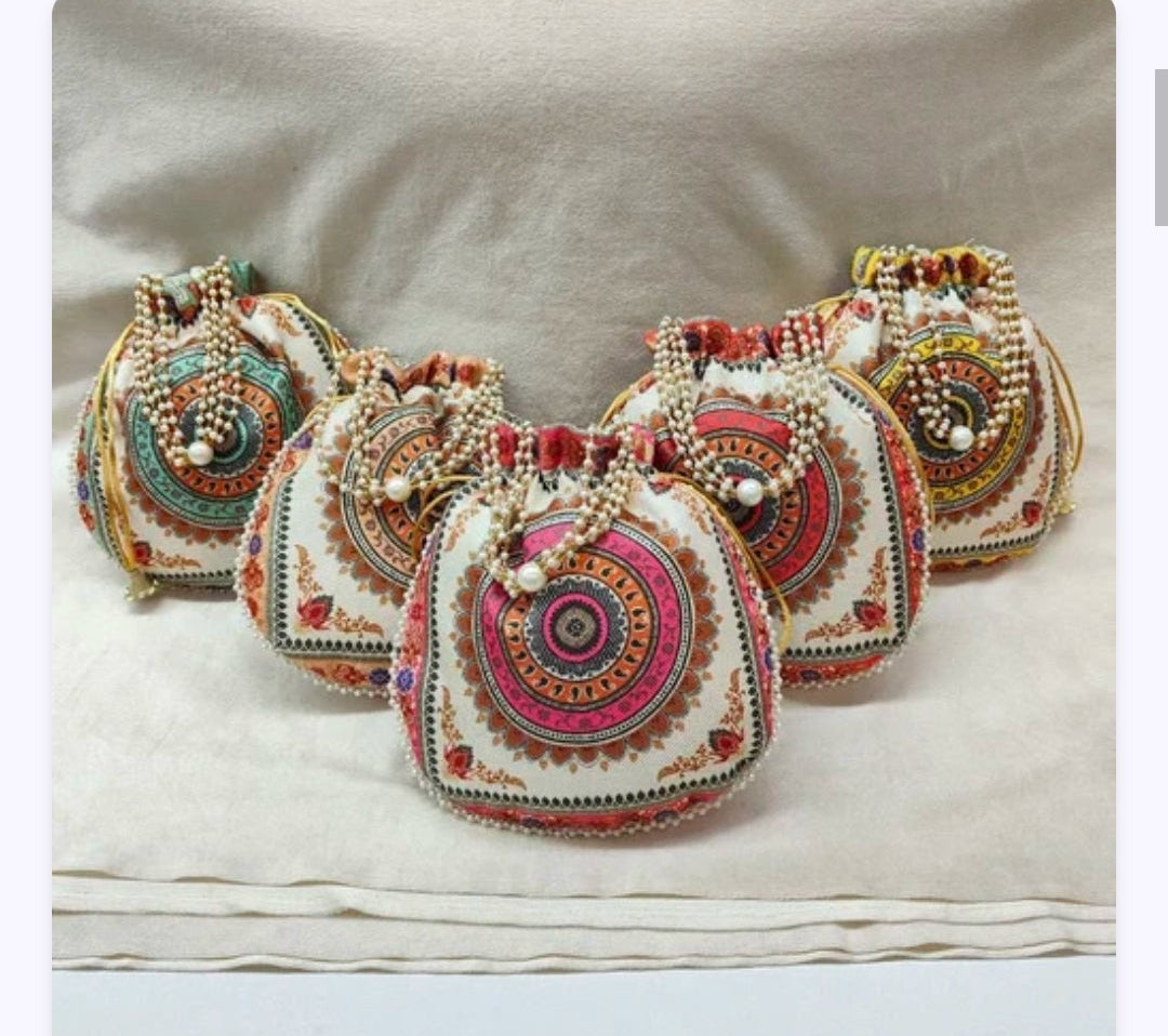 Digital print jute potli pack of 10