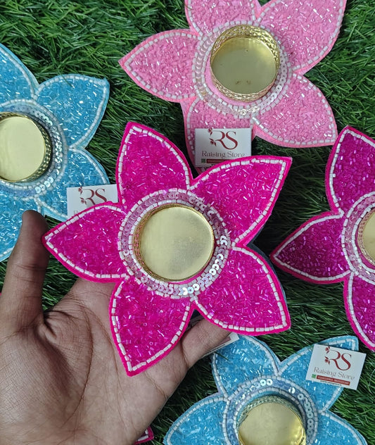 Beaded Flower Tealight Pack of 6