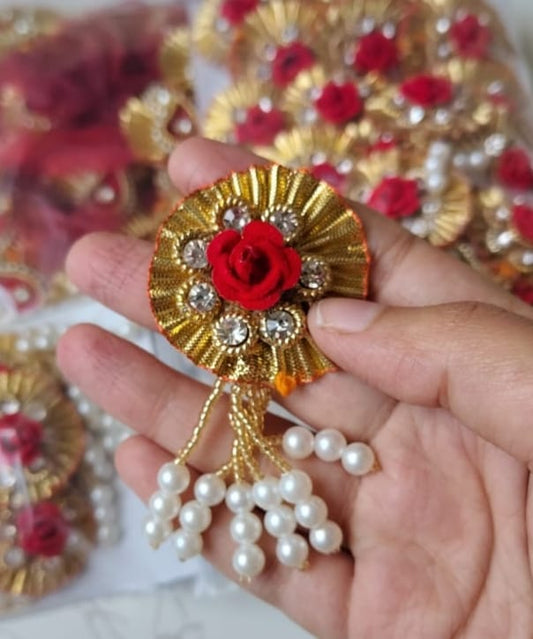 Red rose Kundan Brooch Pack of 10