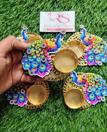 Peacock Tealight Pack of 5