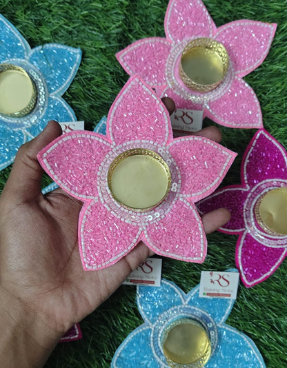Beaded Flower Tealight Pack of 6