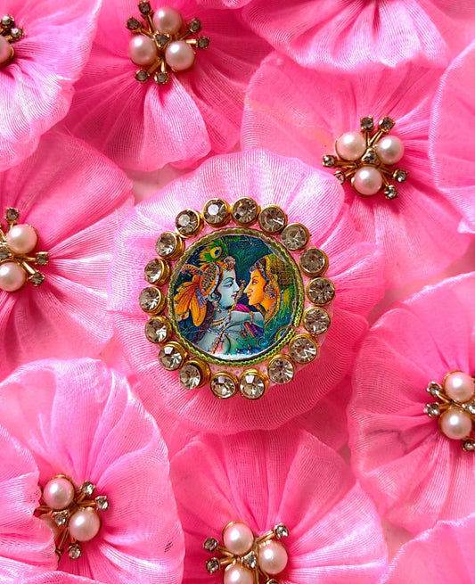 Kundan Radha Krishna Brooch Pack of 20