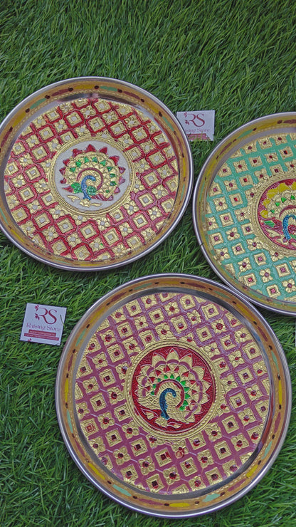 Meenakari steel pooja thali