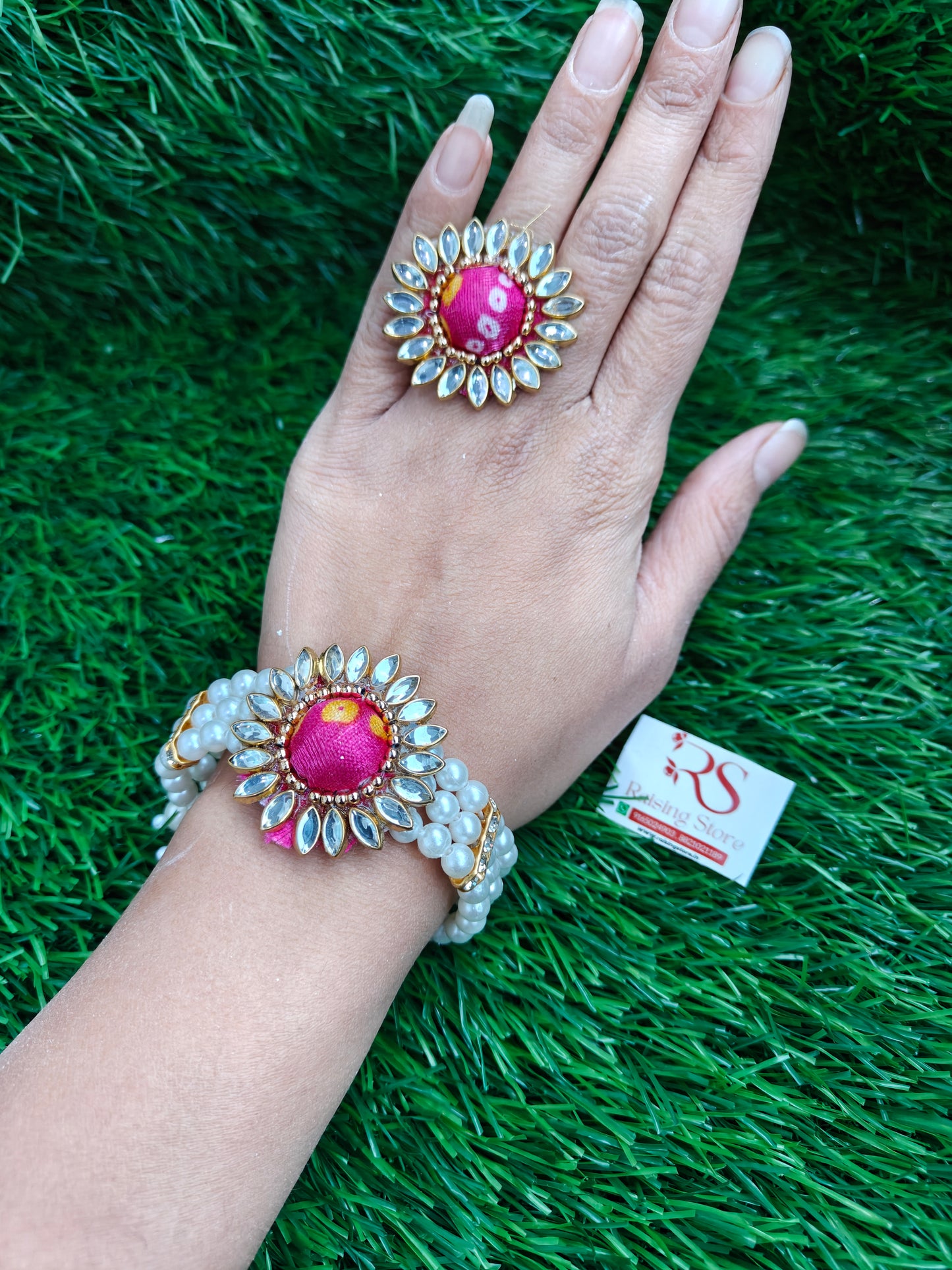Bandhani ring and bracelet combo