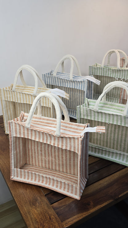 Colourful jute hamper bag pack of 10