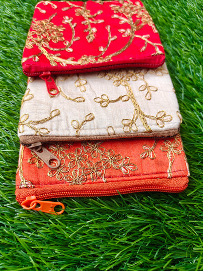 Embroidered coin pouch pack of 10