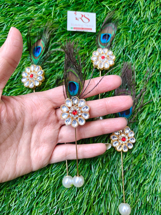 Red kundan lapel pin brooch pack of 10