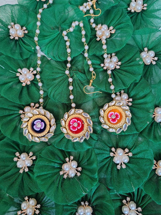 Floral kundan mangtika pack of 10