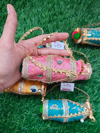 Mini dholak for dry fruit and cash gifting (pack of 6 )