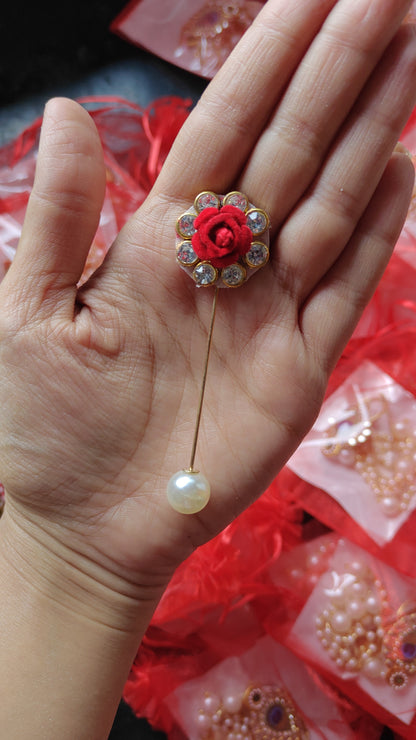 Kundan rose lapel pin brooch (pack of 10)