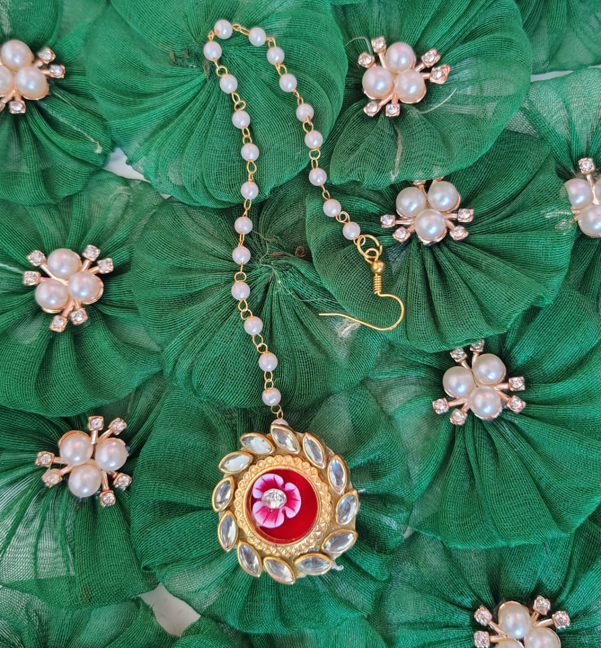 Floral kundan mangtika pack of 10