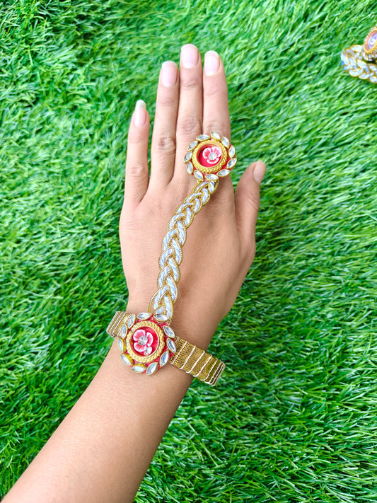 Floral kundan hathphool pack of 10