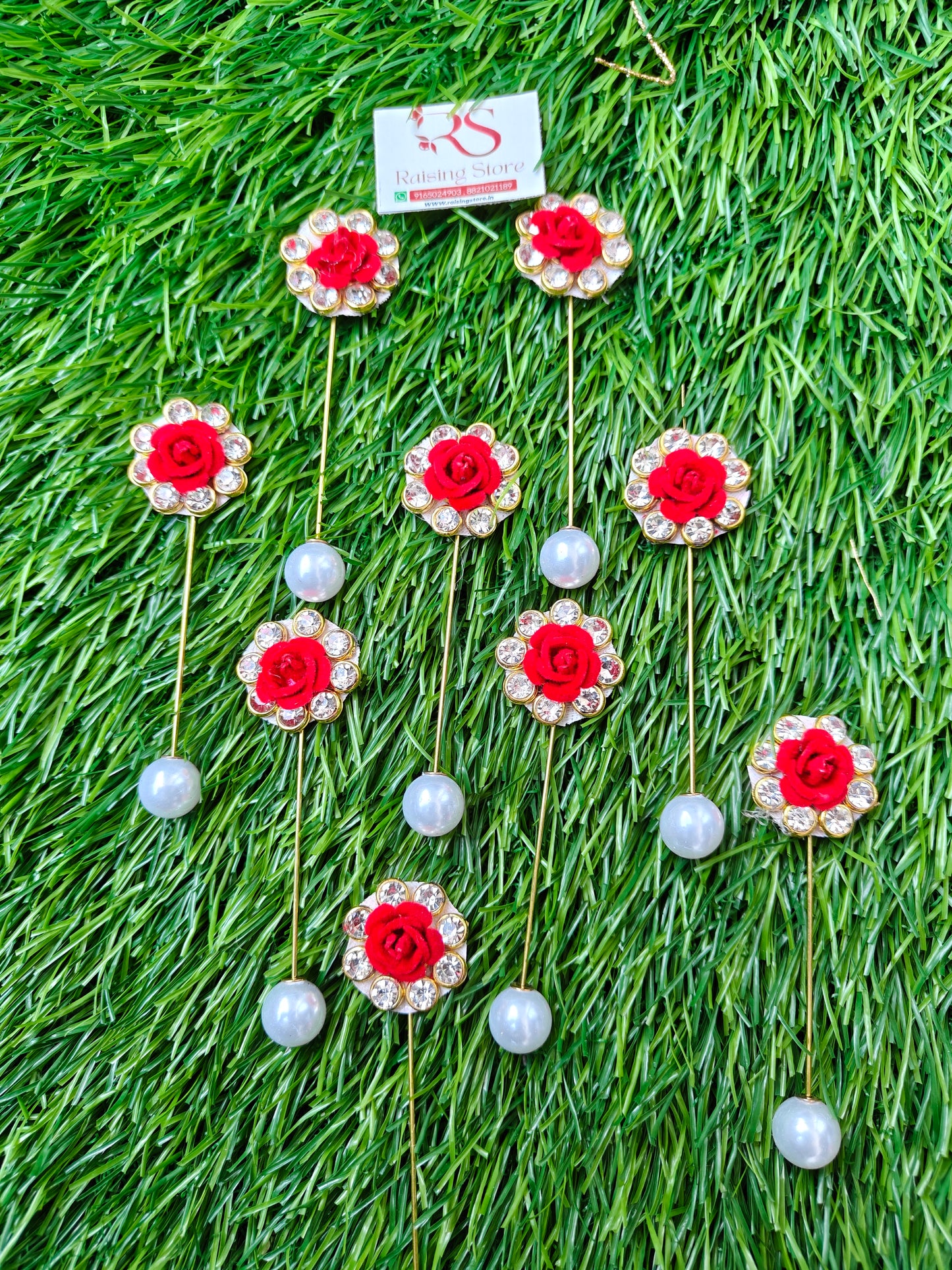 Kundan rose lapel pin brooch (pack of 10)