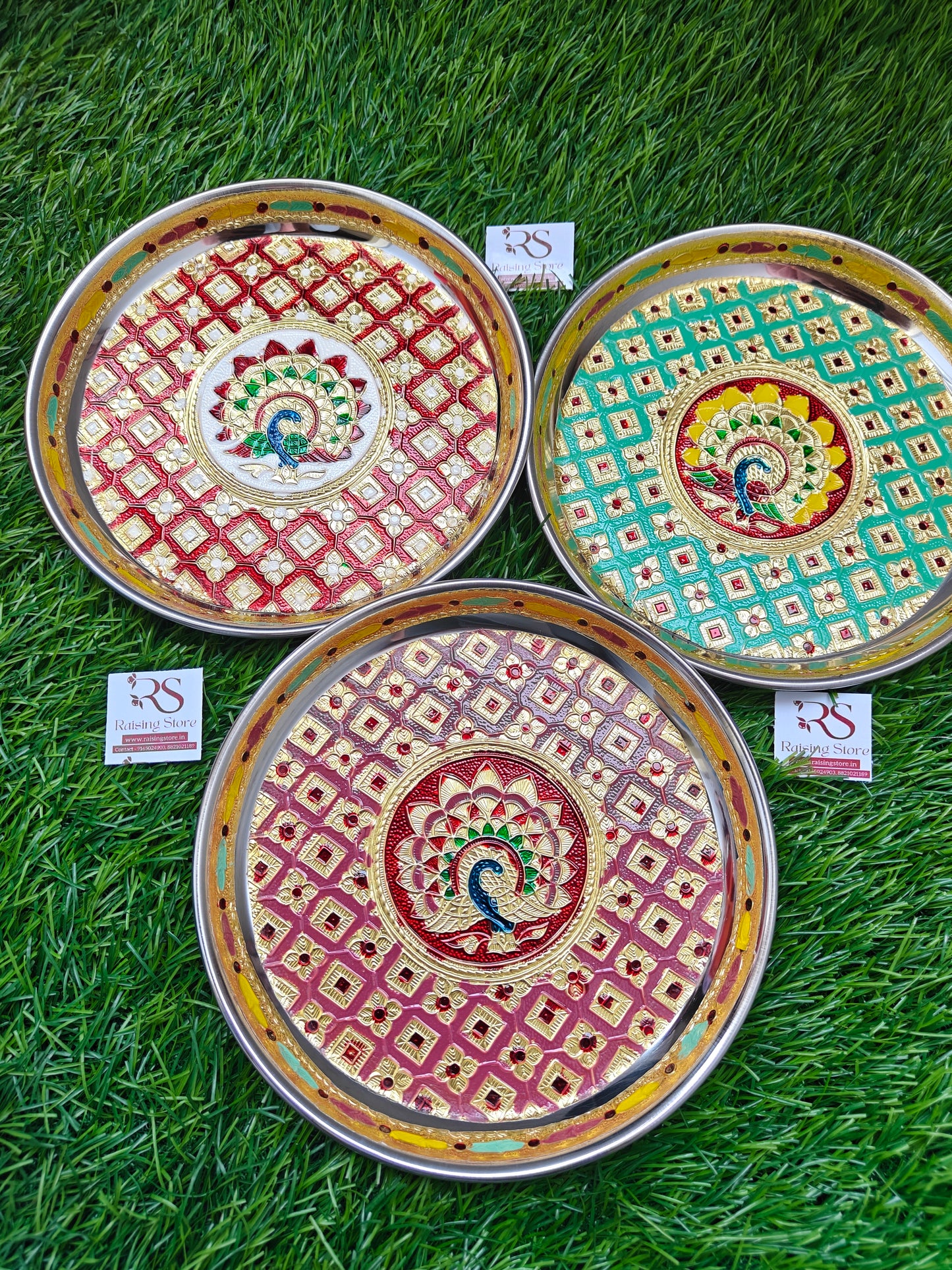 Meenakari steel pooja thali