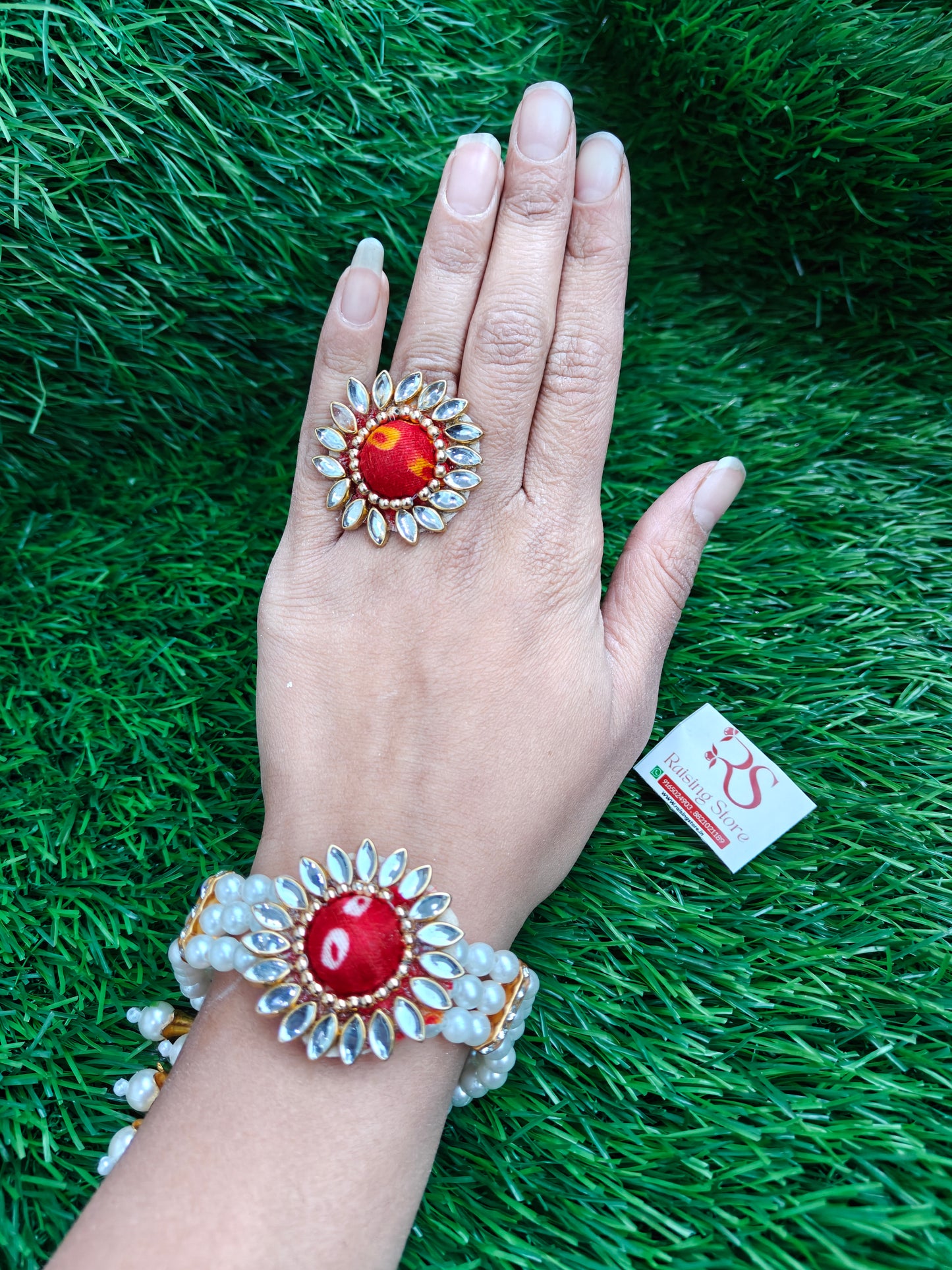 Bandhani ring and bracelet combo