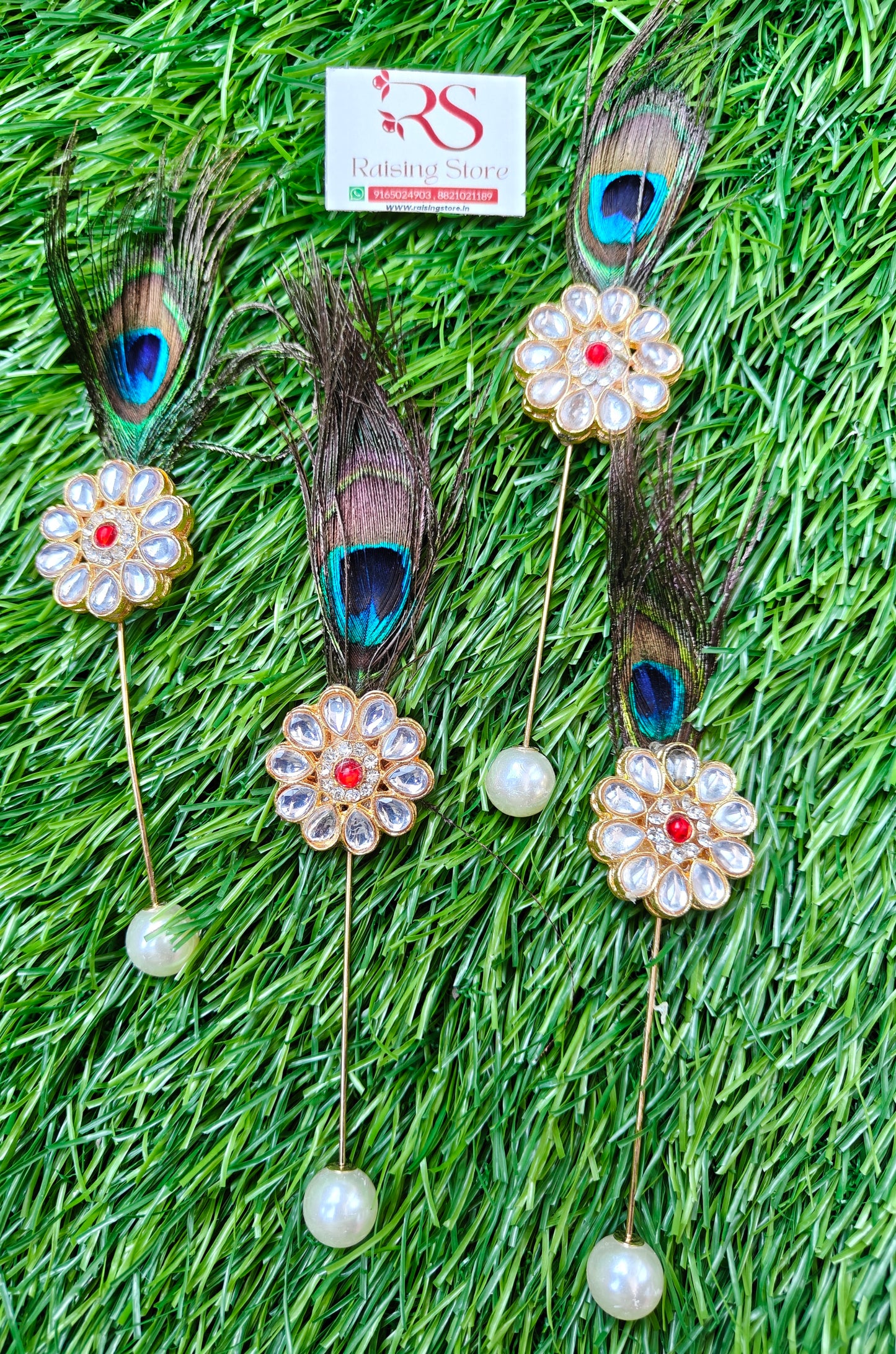 Red kundan lapel pin brooch pack of 10