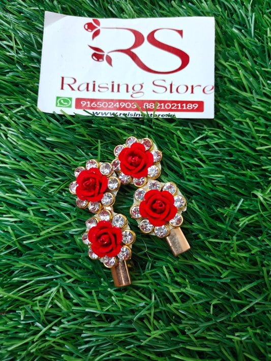 Rose kundan hair clip pack of 10 pair