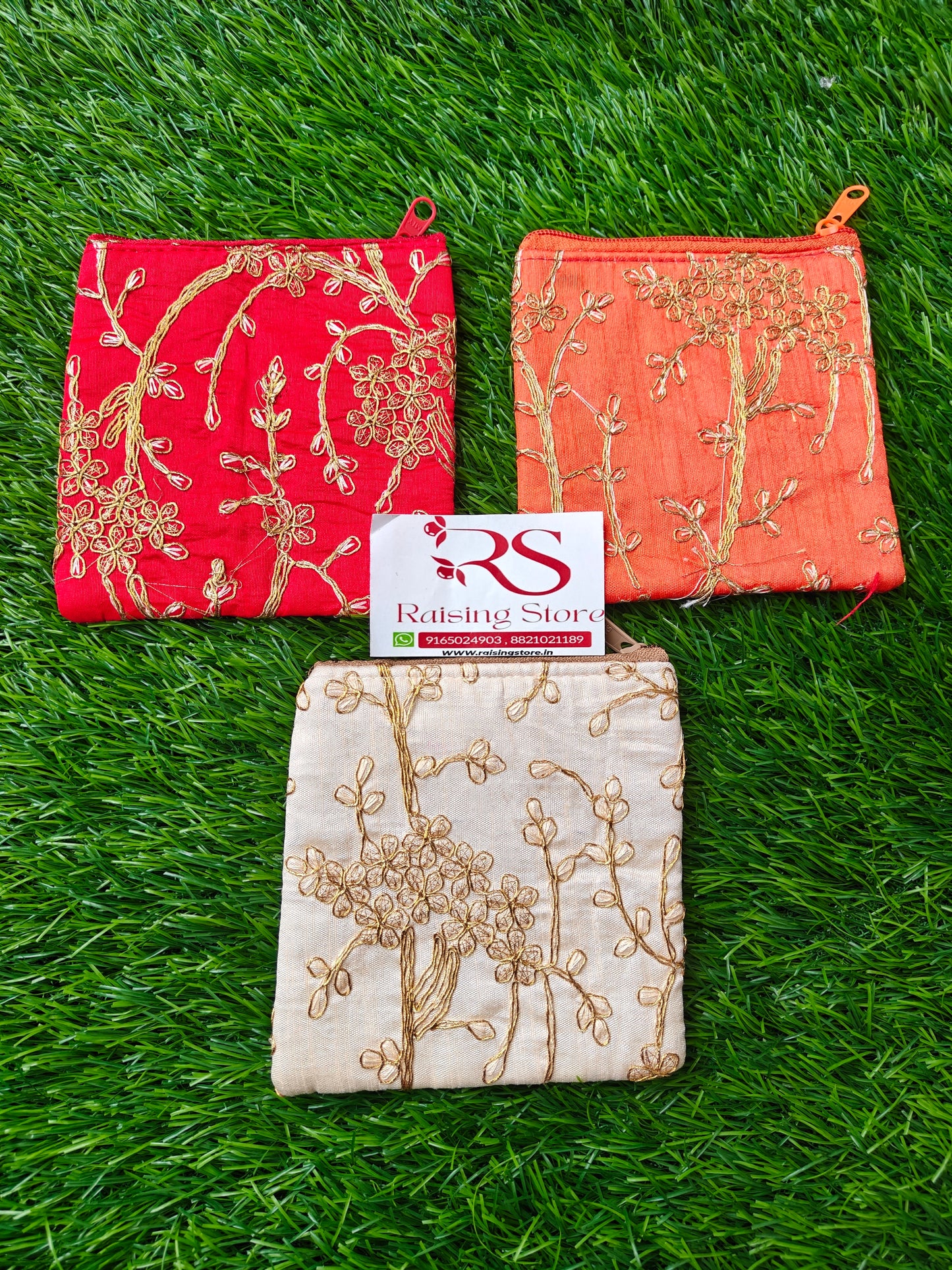 Embroidered coin pouch pack of 10