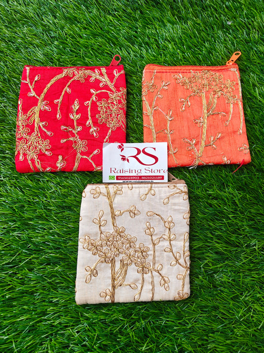Embroidered coin pouch pack of 10