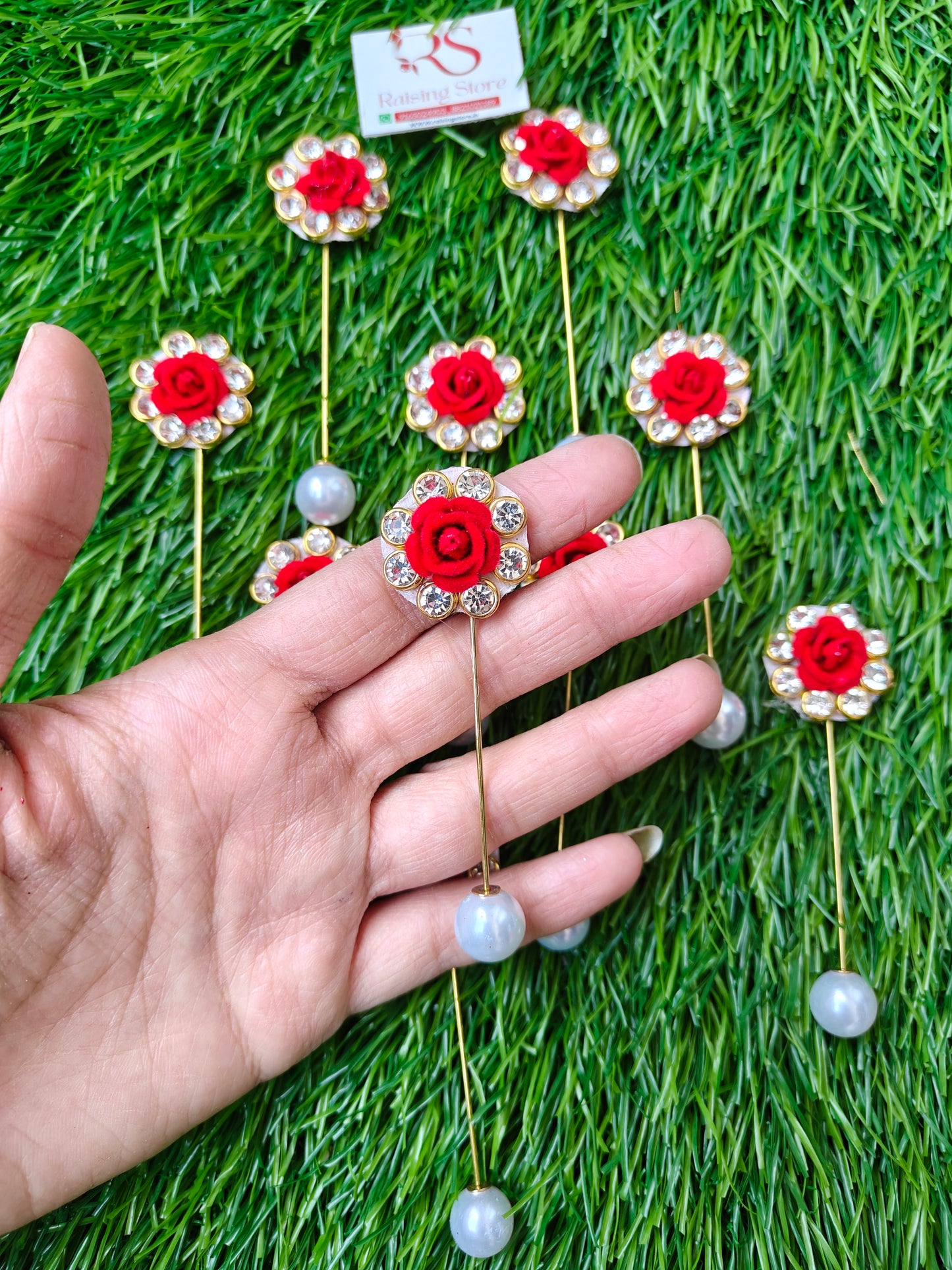 Kundan rose lapel pin brooch (pack of 10)