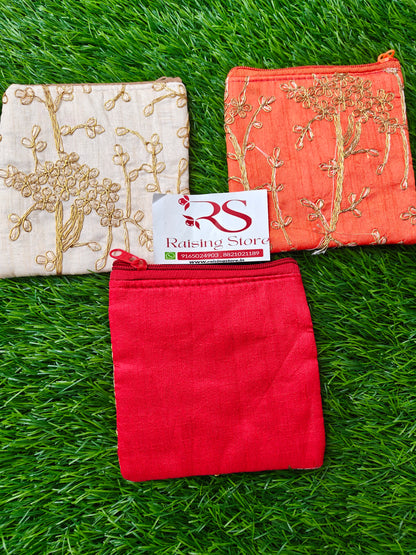 Embroidered coin pouch pack of 10