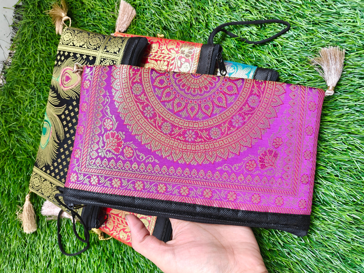 Banarasi zip pouch pack of 10