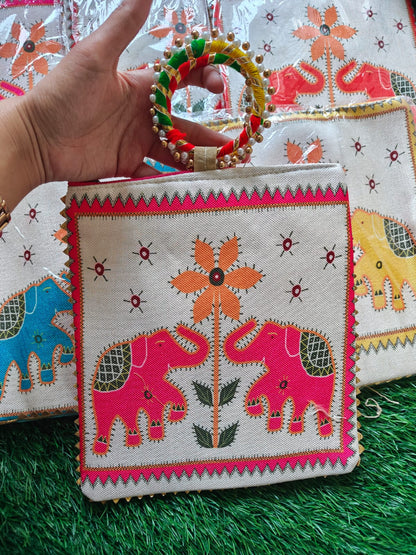 Printed bangle handle bag