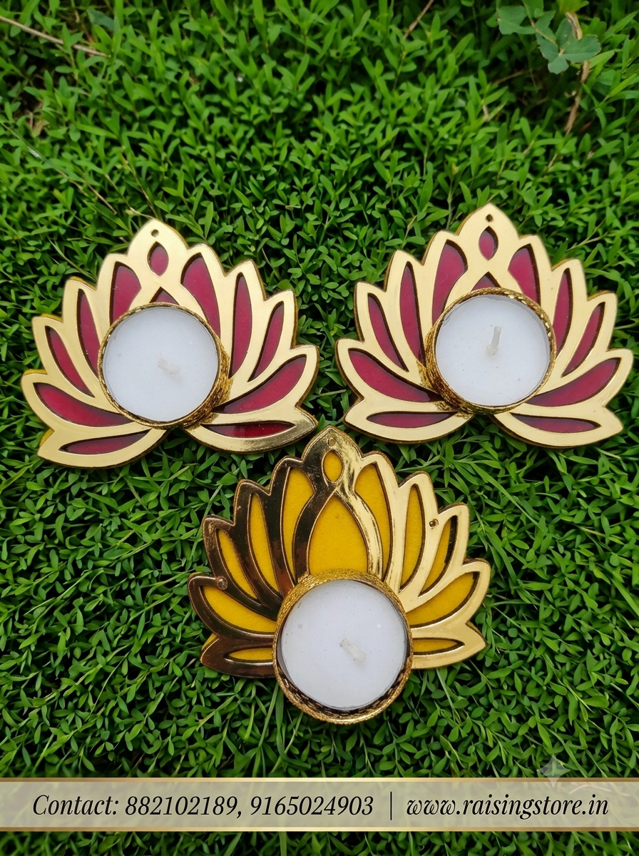 Lotus tealight holder with candle