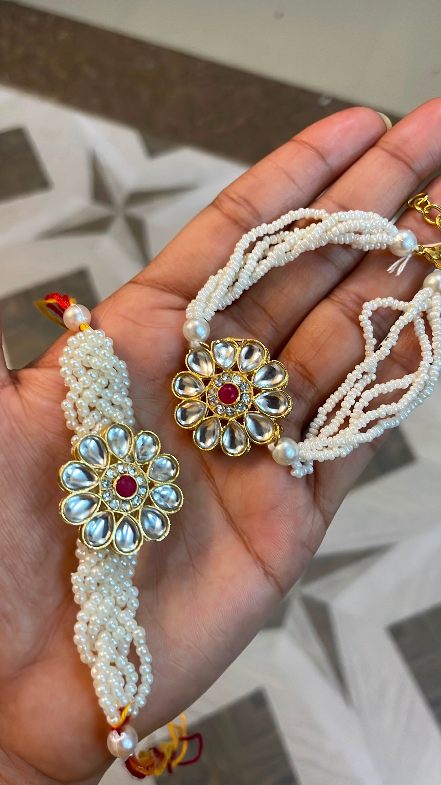 Kundan couple rakhi pair