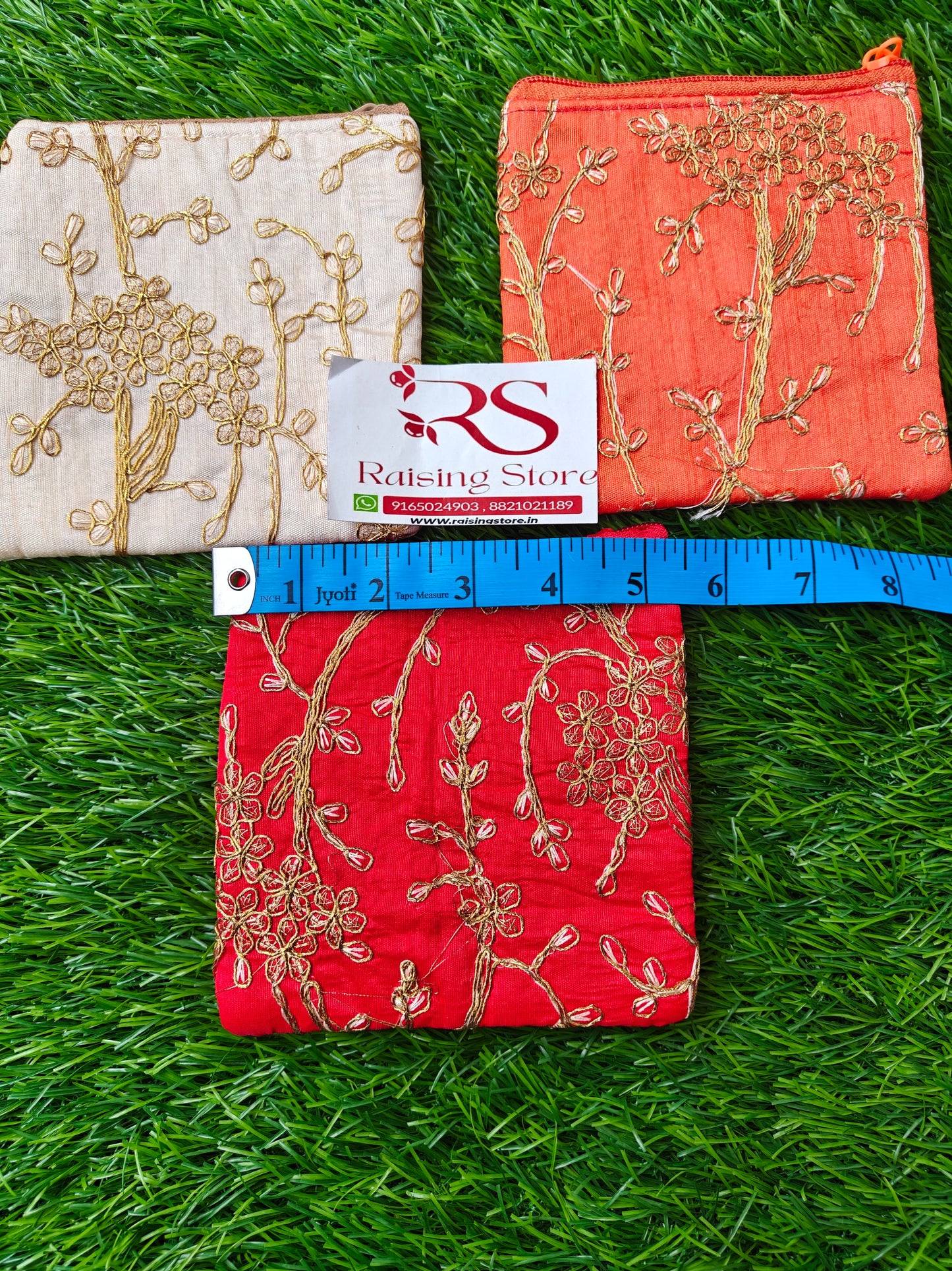 Embroidered coin pouch pack of 10