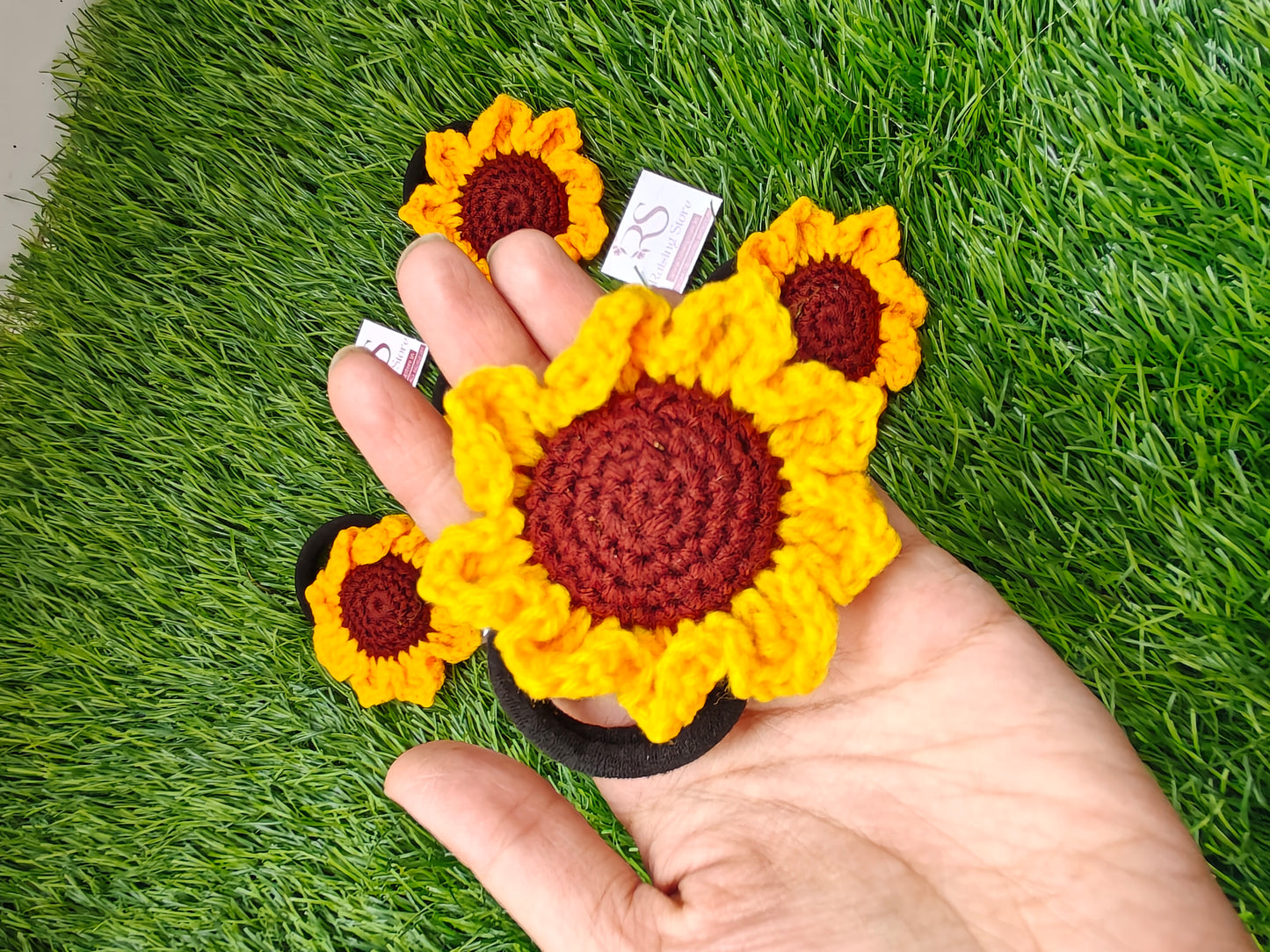 Crochet sunflower hairband