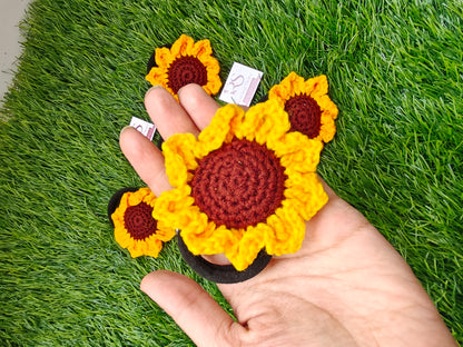 Crochet sunflower hairband