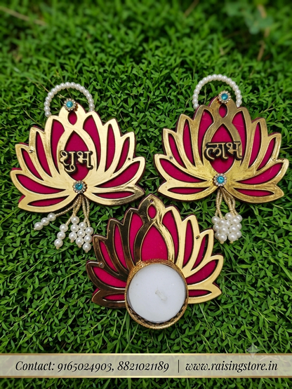 Lotus shubh labh with tealight