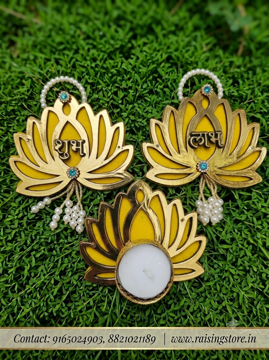 Lotus shubh labh with tealight