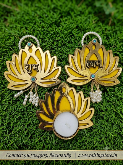 Lotus shubh labh with tealight