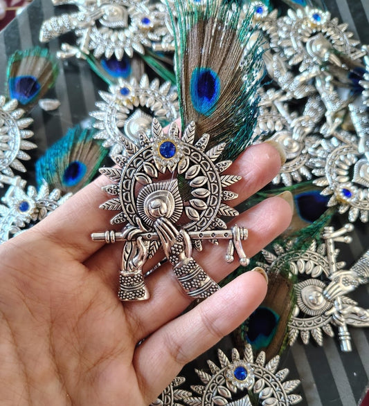 Silver Krishna Flute Brooch Pack of 10